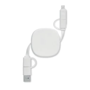 60 Watt einziehbares Ladekabel - LINEA - Weiß