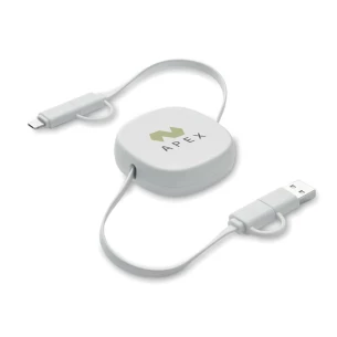60 Watt einziehbares Ladekabel - LINEA - Weiß