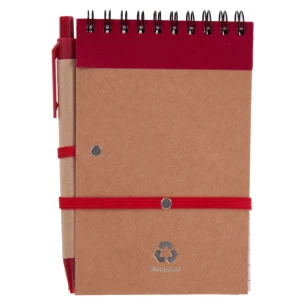 Eco2 Notizblock mit Stift - Rot