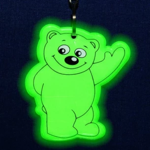 Reflektierender Teddybär-Schlüsselanhänger - Grün