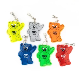 Reflektierender Teddybär-Schlüsselanhänger - Grün