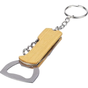 3-in-1-Schlüsselanhänger aus Bambus - Braun