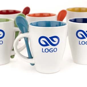 Becher mit Löffel - Spoon - Gelb